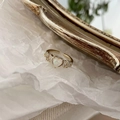 Golden ring with heart-shaped cat-eye stone and side crystal accents for women - Gold Heart Shaped Opal Ring (J2832)