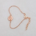 Rose gold hollow round initial bracelet with lobster clasp and adjustable extension chain - Rose Gold O