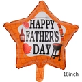 Star-shaped 18 inch Father's Day foil balloon with BBQ theme and orange grid pattern - 18 inch Father's Day Star Balloon 2