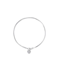 Elegant s925 sterling silver blade snake chain bracelet with a sparkling round zircon charm - 925 Silver / 18cm