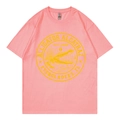 T-shirt rose à col rond avec un imprimé graphique jaune Alligator Alcatraz à l'avant - Rose Clair