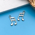 Silver vintage musical note alloy pendants for DIY bracelets and jewelry making - Music Note Symbol 9x14mm
