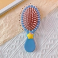 Cute blue air cushion hairbrush with yellow star and pink bow for scalp massage - Yellow Star (Long Comb)