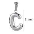 Minimalist silver bubble letter C pendant in stainless steel, 21mm height variant - Letter C / Steel
