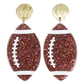 Glitzernde American Football Ohrhänger mit goldenen Metallsteckern für Sportfans - American Football-Braun