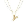Goldene zweilagige Halskette mit 3D-Blasen-Buchstaben-Y-Anhänger und Büroklammer-Kette - Doppelte Büroklammerkette Y / Gold