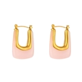 U-shaped hoop earrings in gold metal and light pink resin with a minimalist design - Acrylic U-Shaped Hoop Earrings - Pink