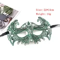 Detail of green lace Halloween mask with embroidery, size 22x14cm and 14g weight - Flying Wings Style - Green