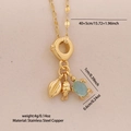 Golden ocean necklace with sea turtle green gemstone leaf and fish charms - 6# Shell Turtle (Leaf/Fish/Turtle)