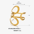 Anello regolabile in acciaio inossidabile dorato con design a linee cave stratificate - Stile Multistrato Svuotato / Oro