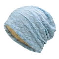 Bonnet tombant bleu ciel pour femme avec motif papillon gaufré et doublure chaude - M (56-58cm) / Bleu Ciel