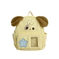 Cute yellow puppy backpack for kids featuring plush ears and clear window pocket - Yellow Large