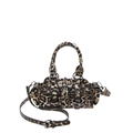 Schicke Handtasche mit Leopardenmuster, langem Schultergurt und Metallschnallen - Gelb Leopardenmuster