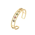 Adjustable gold star cuff bracelet with vibrant multi-color zircon stones and punk style - Five-Color Zircon Star