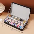 Black 12-slot leather watch organizer box with 33x20x7.8cm dimensions and velvet lining - 12 Slots / Black
