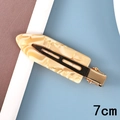 Beigefarbene Haarklammer mit Marmormuster und 7cm goldenem Metall-Entenschnabel - Cremegelber Marmor (Acetat 10#) / 7cm