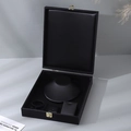Black leather jewelry display tray with multi-compartments for rings and necklaces - Jewelry Organizer / Black PU with Lid