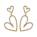 Exquisite gold-plated heart-shaped stud earrings with clear sparkling rhinestones - Gold Pave (X827)