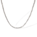 Macro shot of silver twisted multi-strand titanium steel necklace with metallic texture - Silver