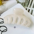 Elegante pinza para el pelo de flor crema grande para cabello grueso con acabado brillante - Estilo Quilla Pinza / Aprox 11cm / Blanco Gelatina