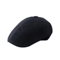 Classic black wool newsboy cap for men and women with a minimalist retro fashion design - Linen Black