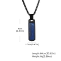 Detailed view of rectangular blue lapis lazuli pendant with black chain and dimensions - Black Lapis Lazuli Pendant (No Chain)