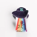 Purple UFO alien hair claw clip with cyan cat and rainbow beam in polished acetate - Dark Purple UFO Alien (D1-4-4)
