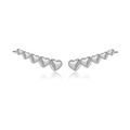 Silver S925 heart-shaped ear climber earrings with a polished metallic finish - Heart Style / Silver