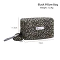 Brown leopard print faux fur makeup bag with soft plush texture and zipper detail - Pillow Shape / Black Pillow Bag