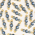 Blue enamel evil eye connector charms in gold finish for DIY jewelry making - Blue