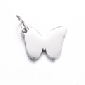 Polished silver stainless steel butterfly pendant charm with top ring for DIY jewelry - Butterfly / Steel