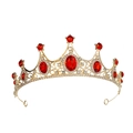 Elegantes goldenes Braut-Tiara mit großen roten Rubinen und weißen Kristallen - Gold+Rot