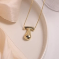 Chunky 18K gold plated balloon style letter T pendant necklace on fine box chain - Letter T (Single Pendant)