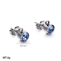 Pendientes de acero inoxidable plateado de 6mm con cristal redondo azul claro, peso 2g - Estilo de Piedra Azul(KLJ554-Z)