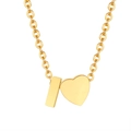 Polished 18K gold stainless steel heart and vertical bar pendant necklace variant - Gold - Letter I