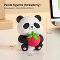Miniature resin panda figurine holding a strawberry, desktop decor, 2.6x3x3.4cm size - Panda Desktop Figurine [Strawberry]