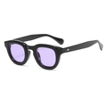 Retro round black frame sunglasses with lavender purple lenses and silver rivets - Black Frame Purple Lens