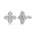 Elegant S925 sterling silver four-leaf clover stud earrings with colorful cubic zirconia - White Zirconia Style (DY1D0341-S-W-WH)