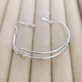 Elegant 925 silver plated knotted double tube chain bracelet on velvet jewelry box - Lobster Clasp Style (16+3) / Silver