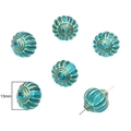 Baroque style teal ribbed beads with gold spiral lines, 13mm size for jewelry making - #17 Lantern Bead 15pcs/pack
