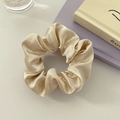 Elegant champagne gold satin scrunchie with a silky texture and rippled folds - No Card / Beige