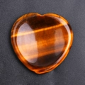 Tiger eye stone heart-shaped thumb stone with unique brown and golden striped luster - Tiger's Eye