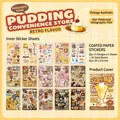 Retro Japanese food style sticker set with 30 sheets of coated paper and star glitter film - Pudding Convenience Store (Retro Flavor)