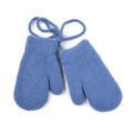 Cozy knit winter mittens for toddlers with anti-lost string in soft blue-grey hue - Blue