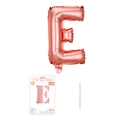 Roségoldener Buchstabe E Folienballon 16 Zoll mit Karte und Aufblasröhrchen - Buchstabe E / Roségold