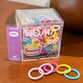 Kids colorful seamless elastic hair ties set in a transparent box sized 6x6x5.8cm - 5# Cake Duck (Colorful Seamless Set)