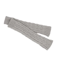 Close-up of grey cable knit long fingerless gloves with soft textured acrylic yarn - One Size / Light Gray