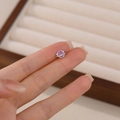 Orecchini a perno Saturno in argento S925 con zirconi magenta per le donne - Pianeta Argento Pezzo Singolo