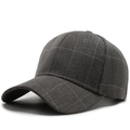 Classic dark grey checked baseball cap for men with premium twill fabric and adjustable strap - Large Plaid Dark Grey