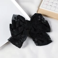 Elegant black lace bow hair clip with intricate patterns for a sweet princess style look - 3-Layer Black Lace Spring Clip